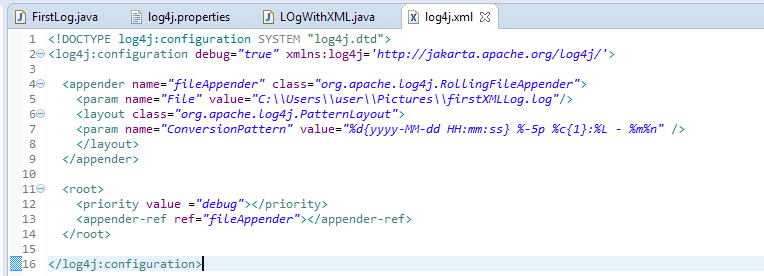 Log4j File Appender Configuration